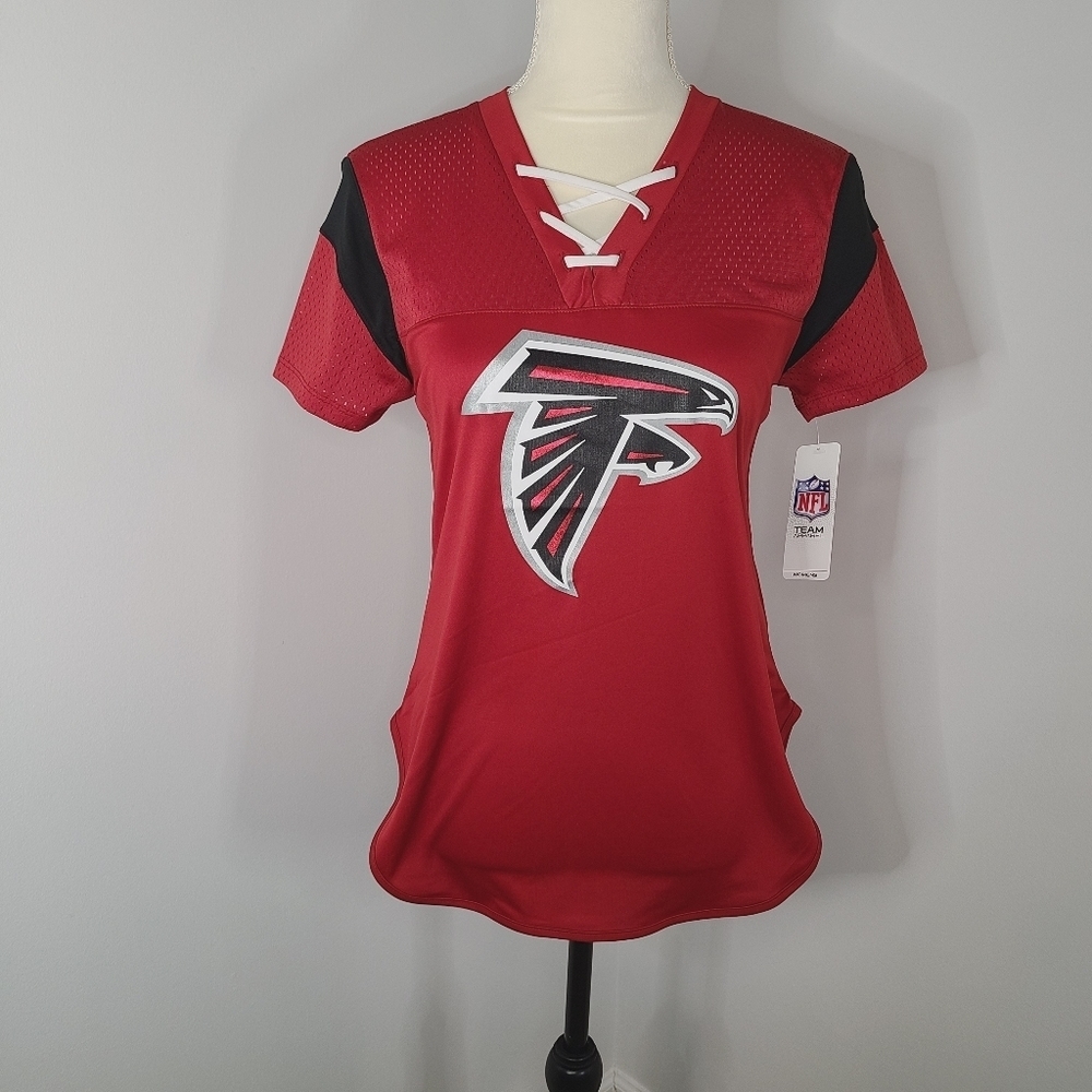 Atlanta Falcons Lace-Up T-Shirt Size Small NFL Woman's Team Apparel NWT